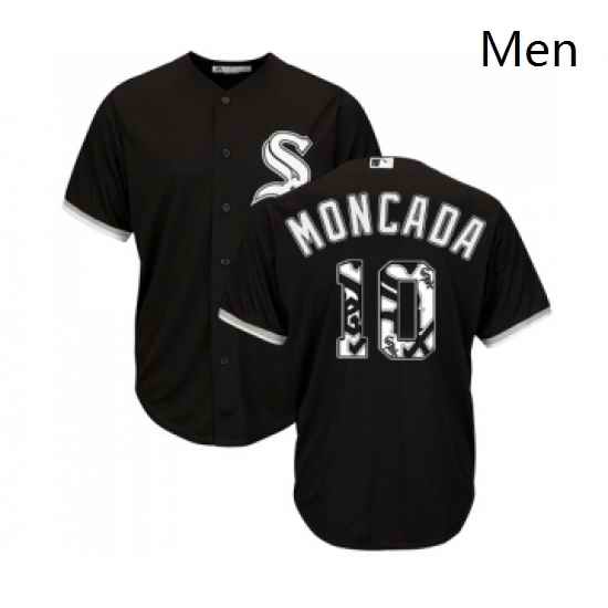 Mens Majestic Chicago White Sox 10 Yoan Moncada Authentic Black Team Logo Fashion Cool Base MLB Jerseys
